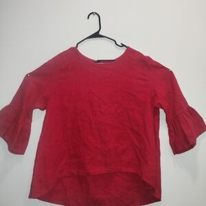 Bryn Walker Vibrant Red Linen Blouse